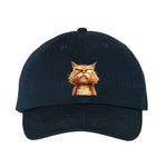 Une casquette dadhat marine ornée du motif #0003 motif représentant un chat