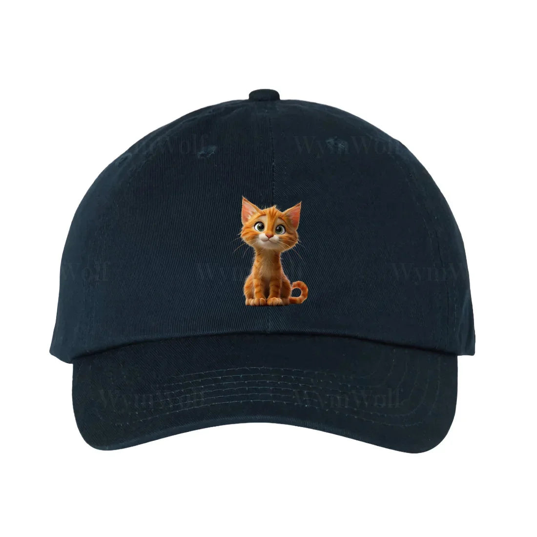 Une casquette dadhat marine ornée du motif #0012 motif représentant un chat
