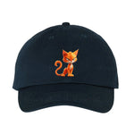 Une casquette dadhat marine ornée du motif #0041 motif représentant un chat