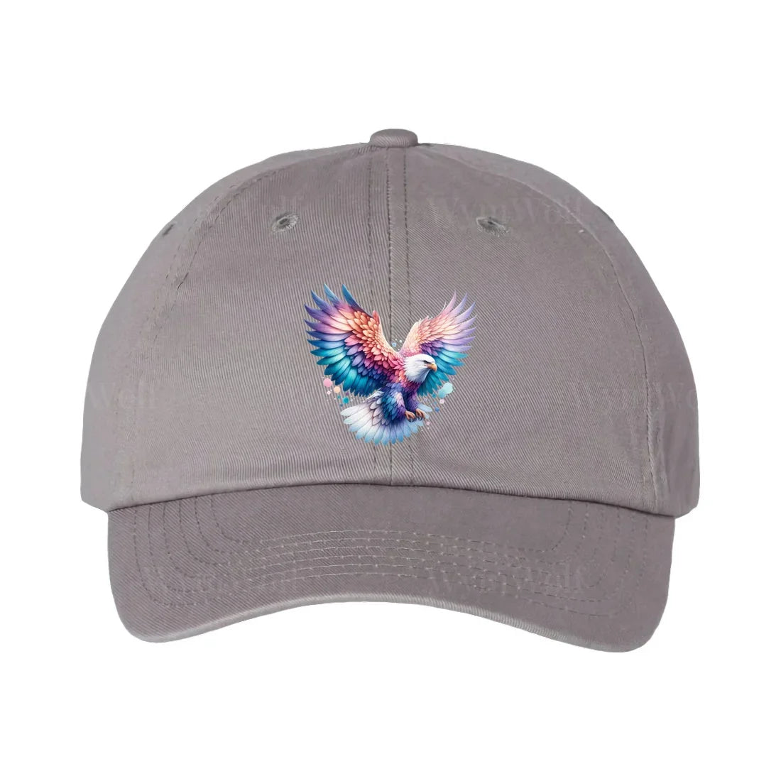 Gray DadHat cap featuring no.0022 printed design depicting a cat