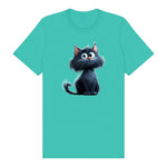 T-shirt Cat graphic 0001 - Teal