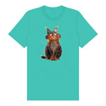 T-shirt Cat graphic 0009 - Teal