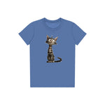 T-shirt Cat graphic 0010 - Columbia Blue