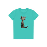 T-shirt Cat graphic 0010 - Teal