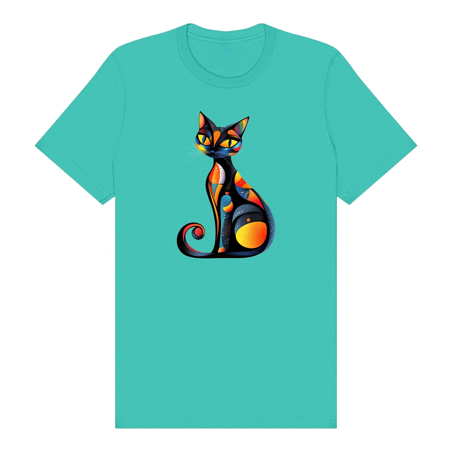 T-shirt Cat graphic 0034 - Teal