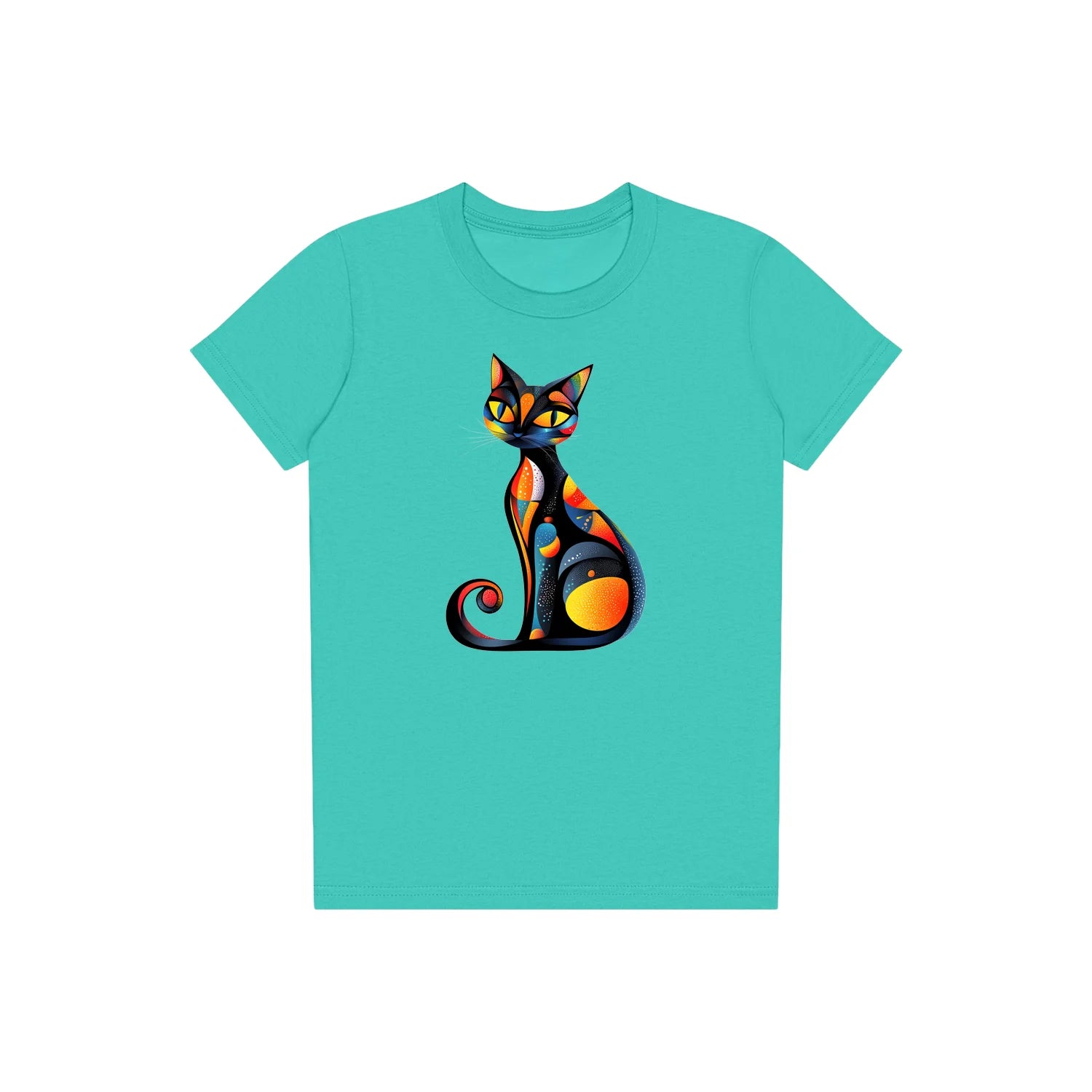 T-shirt Cat graphic 0034 - Teal