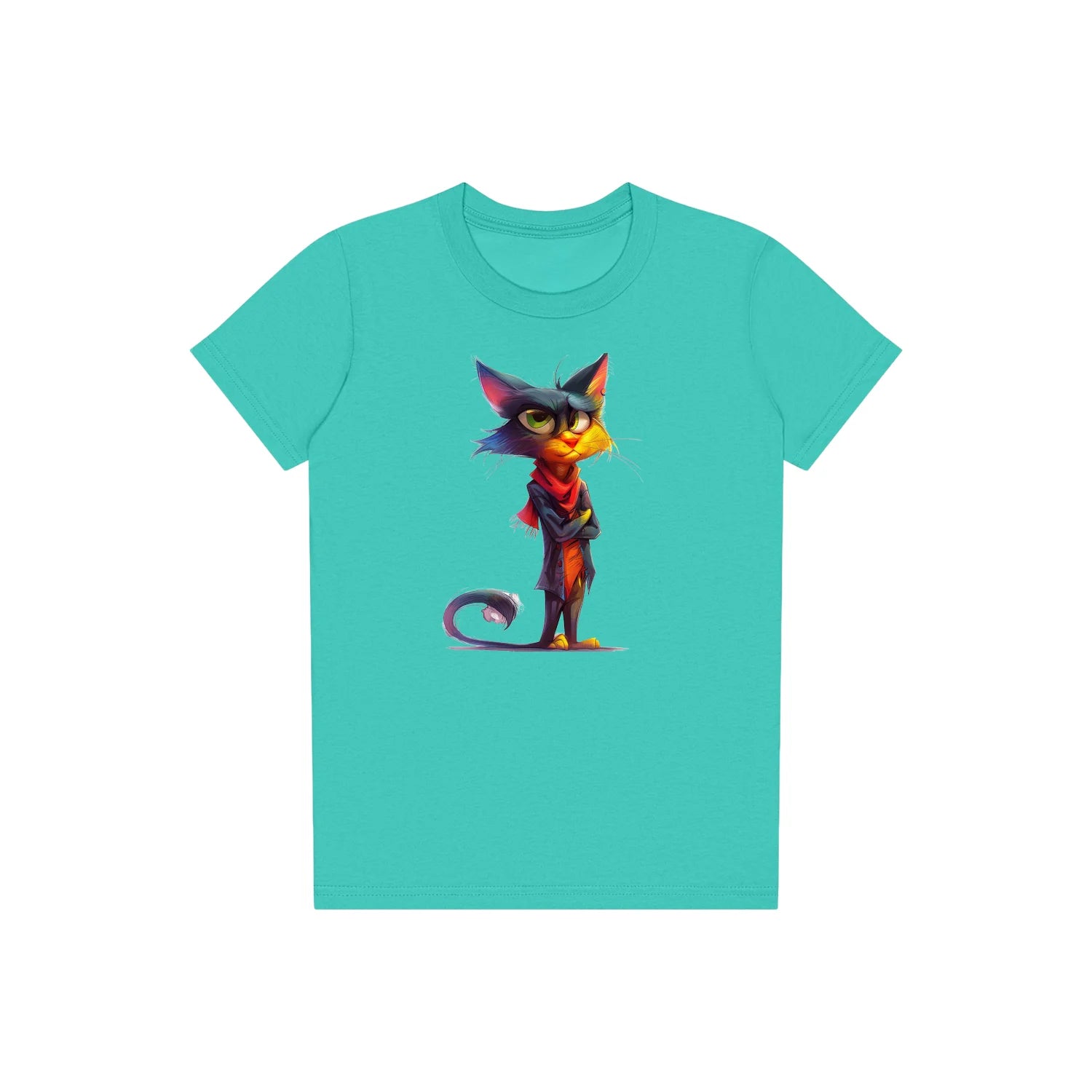 T-shirt Cat graphic 0036 - Teal