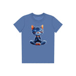 T-shirt Cat graphic 0040 - Columbia Blue