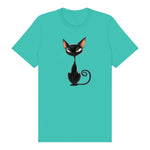 T-shirt Cat graphic 0049 - Teal