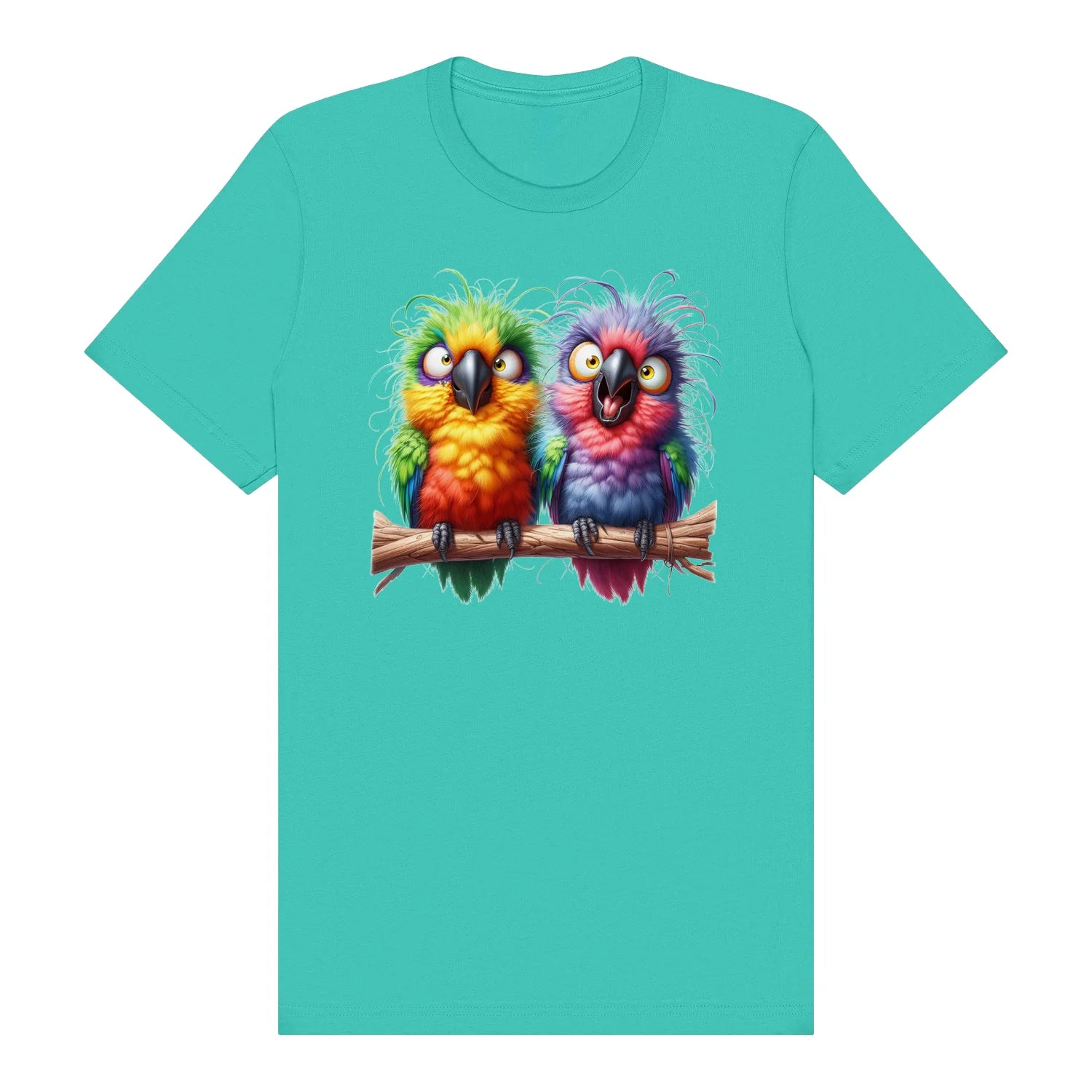 T-shirt Quirky Bird graphic 0001 - Teal
