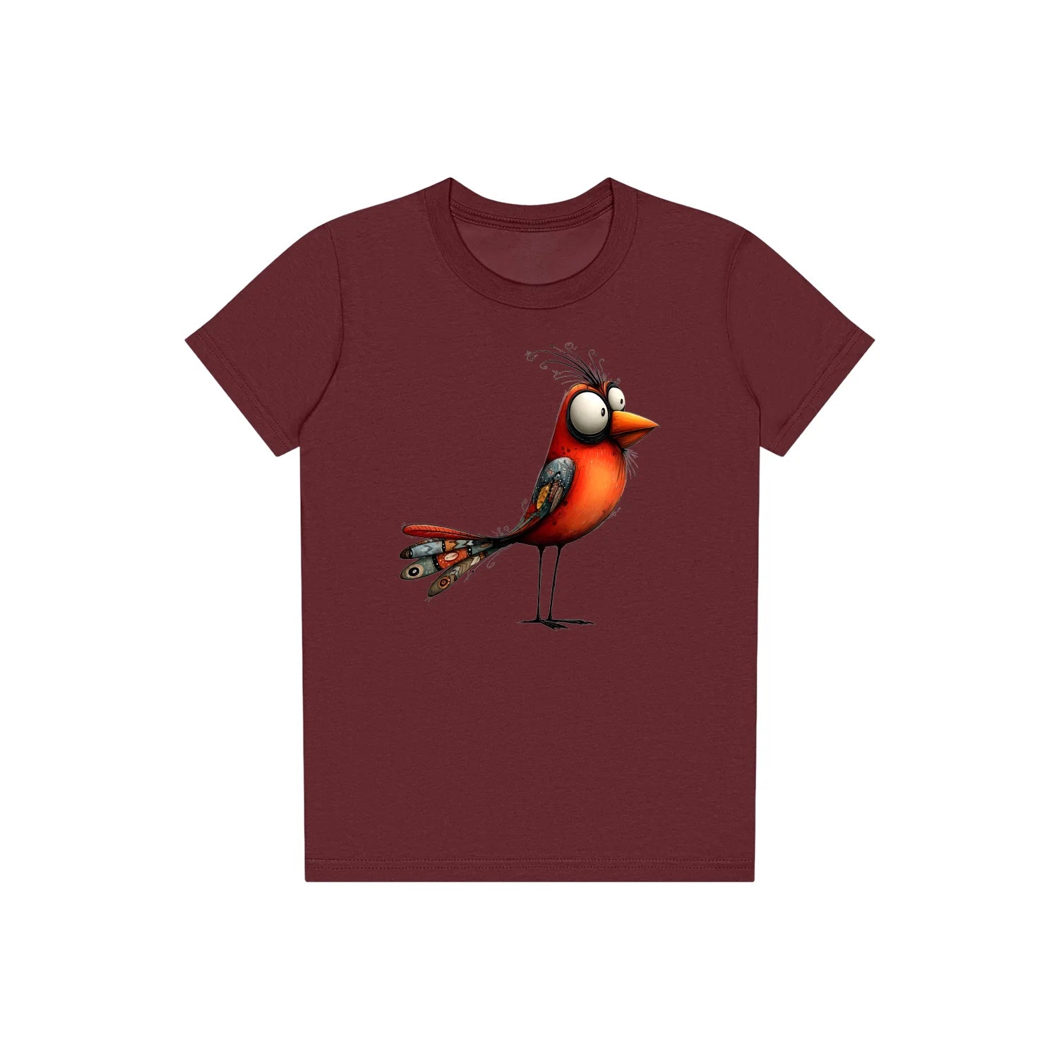T-shirt Quirky Bird graphic 0013 - Maroon