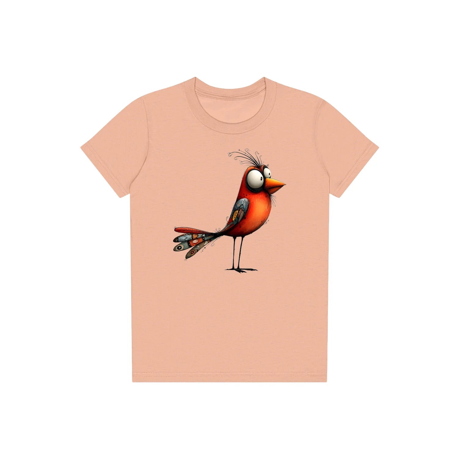T-shirt Quirky Bird graphic 0013 - Peach