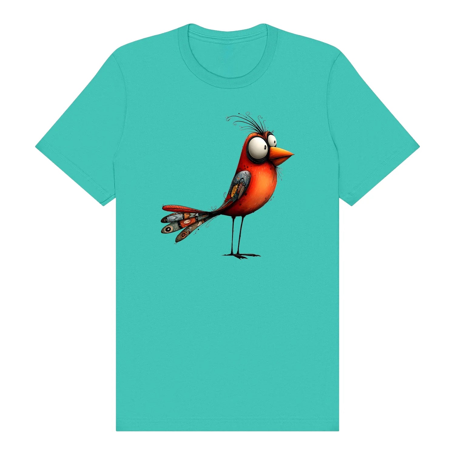 T-shirt Quirky Bird graphic 0013 - Teal