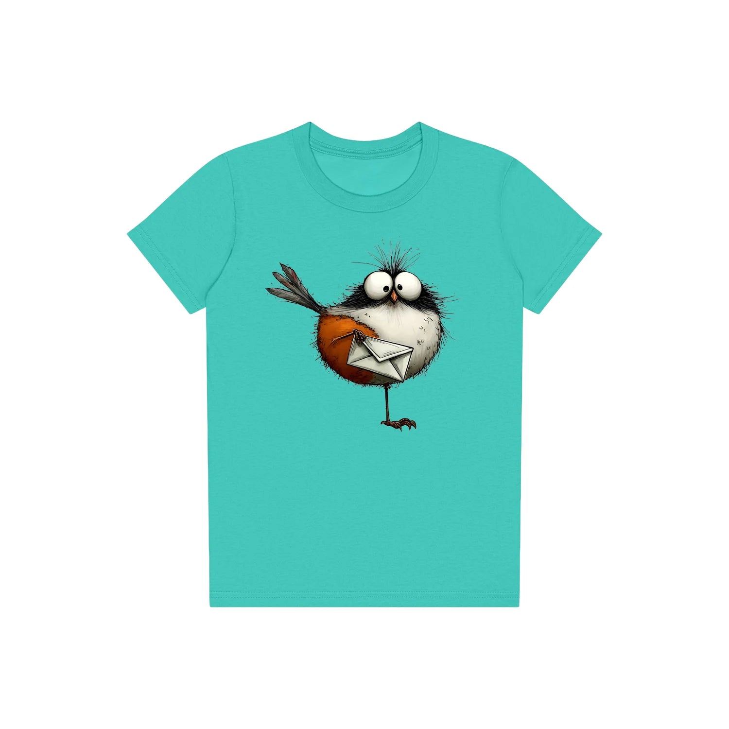 T-shirt Quirky Bird graphic 0014 - Teal