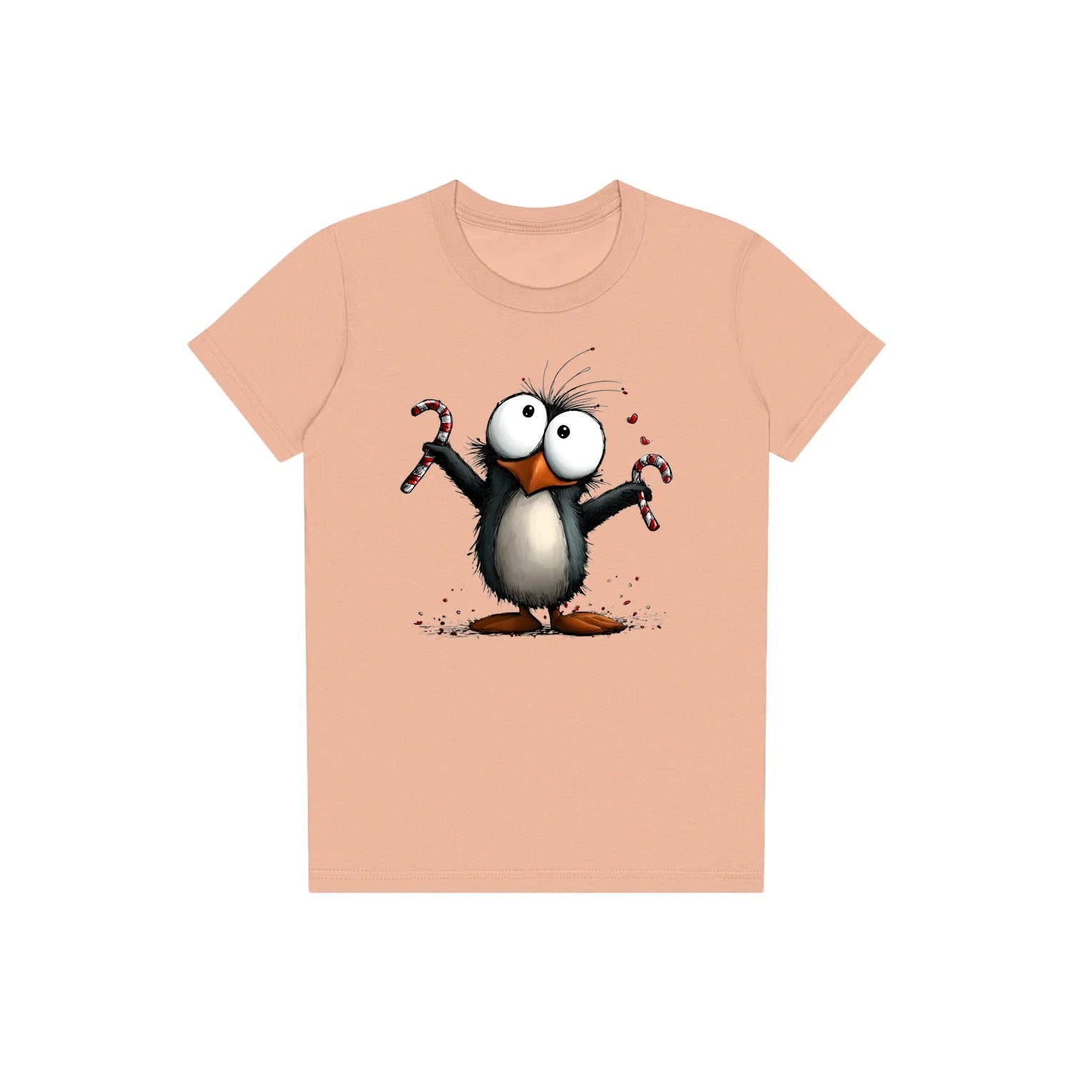 T-shirt Quirky Bird graphic 0015 - Peach