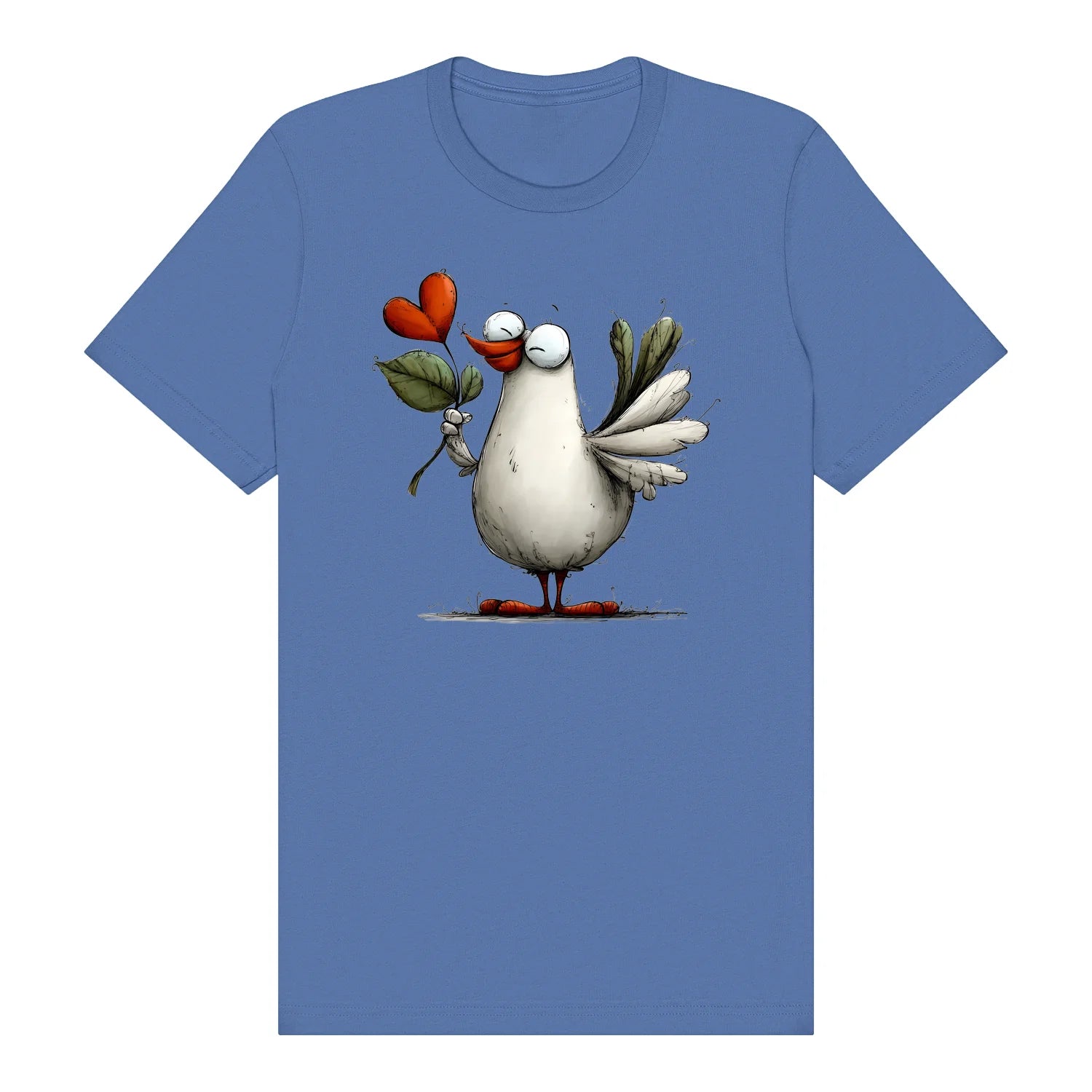T-shirt Quirky Bird graphic 0016 - Columbia Blue