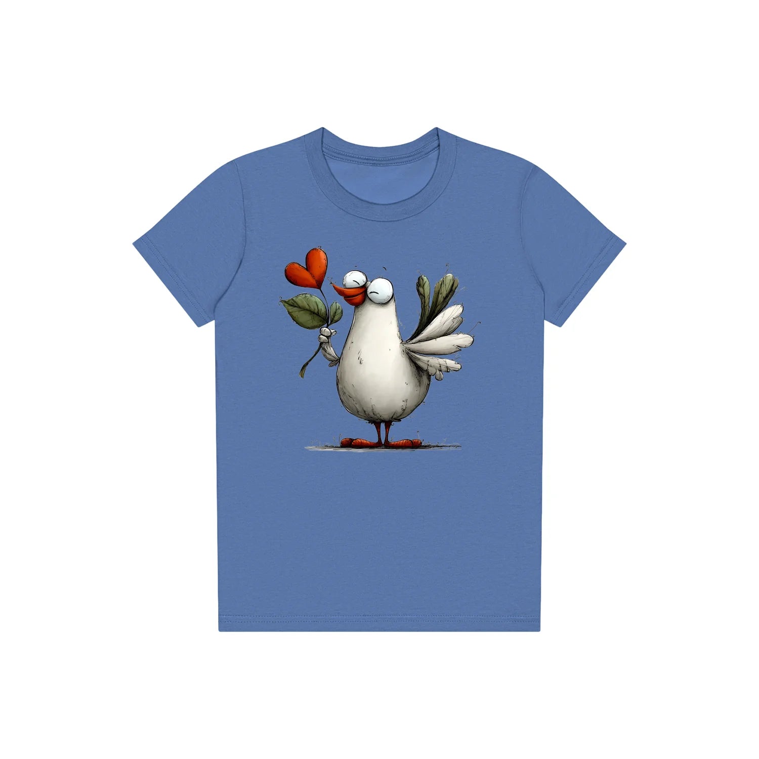 T-shirt Quirky Bird graphic 0016 - Columbia Blue