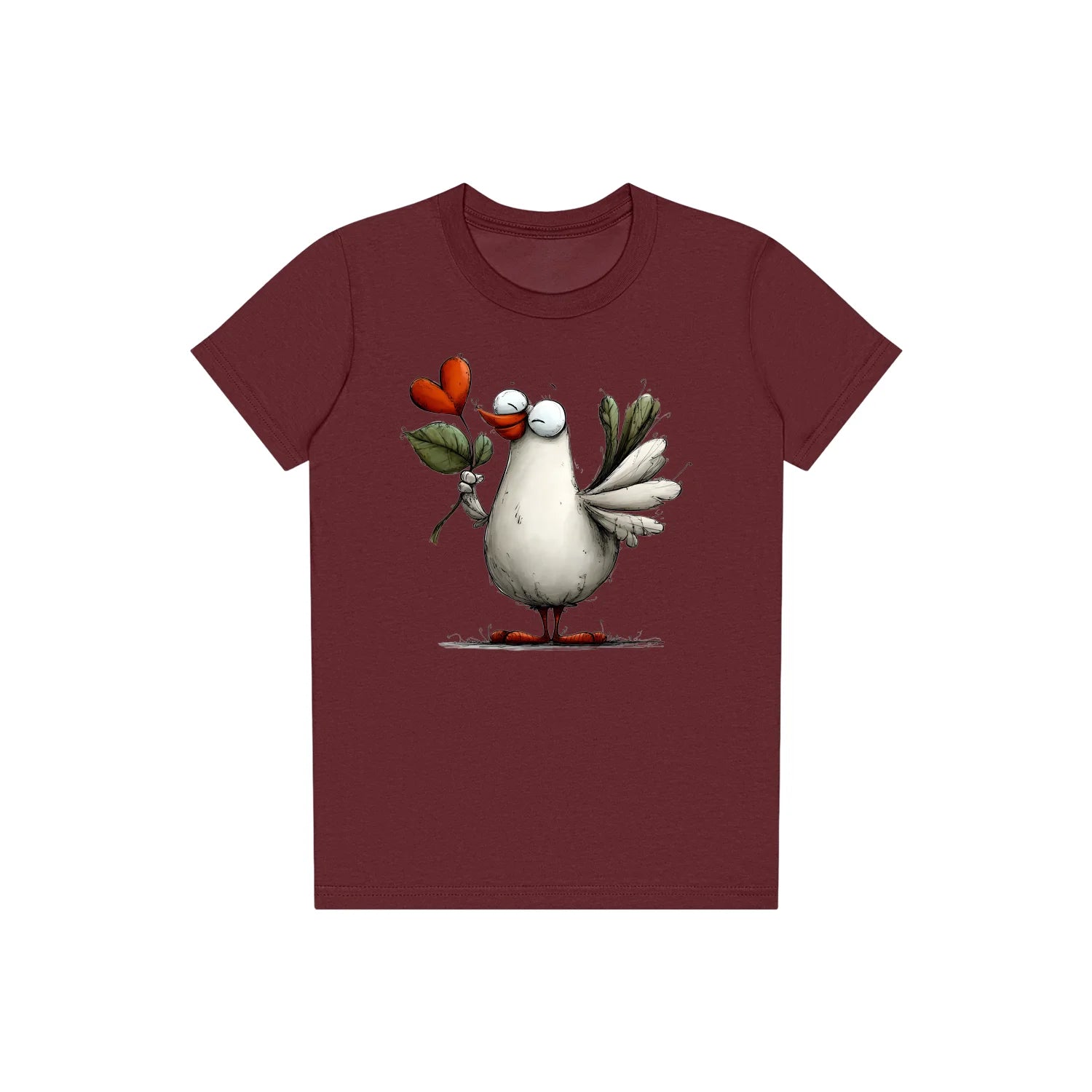 T-shirt Quirky Bird graphic 0016 - Maroon