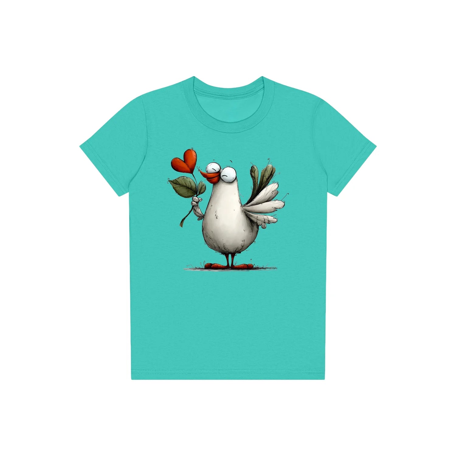 T-shirt Quirky Bird graphic 0016 - Teal