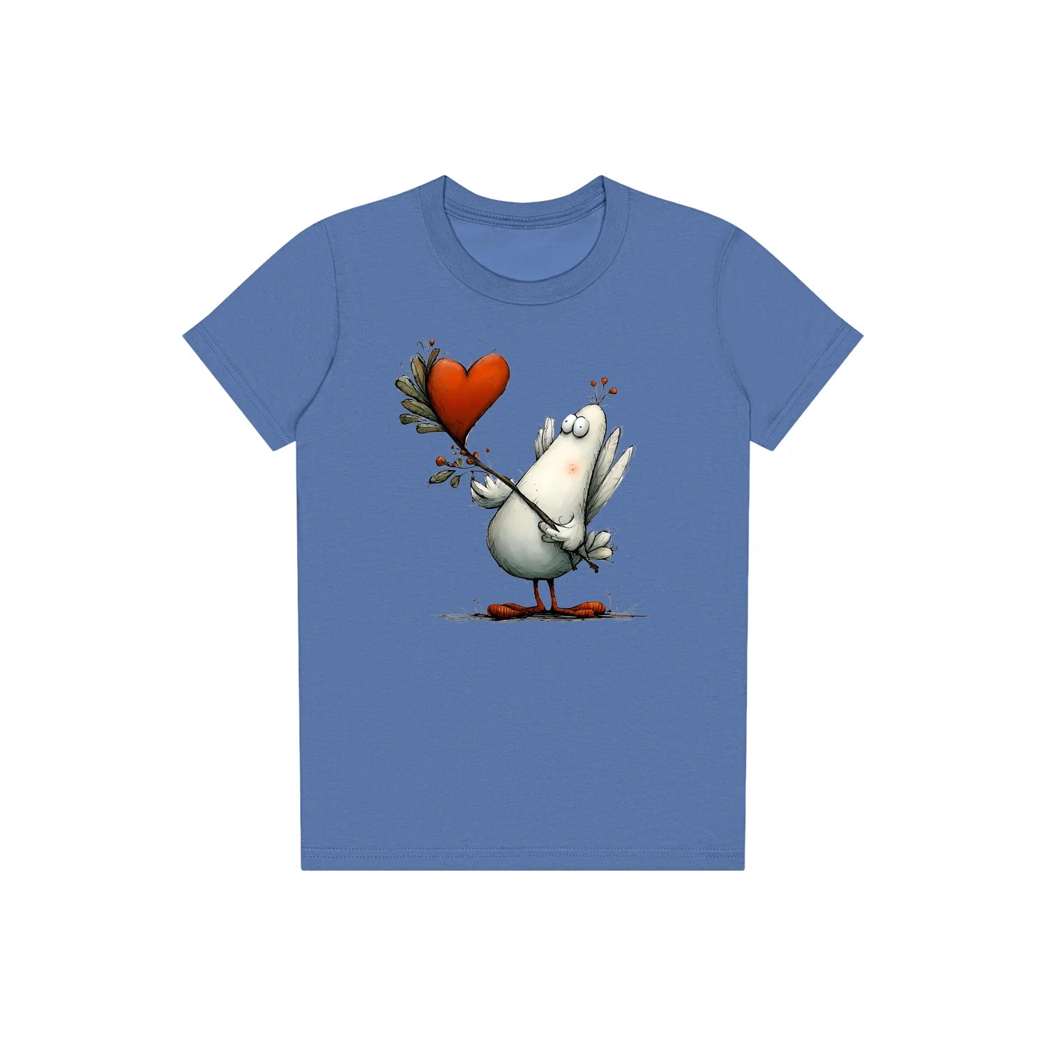 T-shirt Quirky Bird graphic 0017 - Columbia Blue