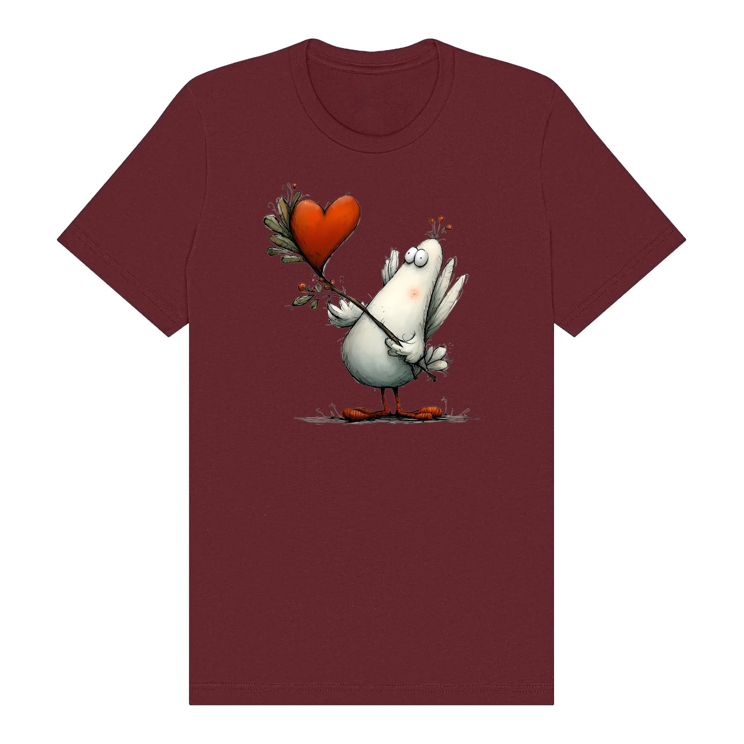 T-shirt Quirky Bird graphic 0017 - Maroon