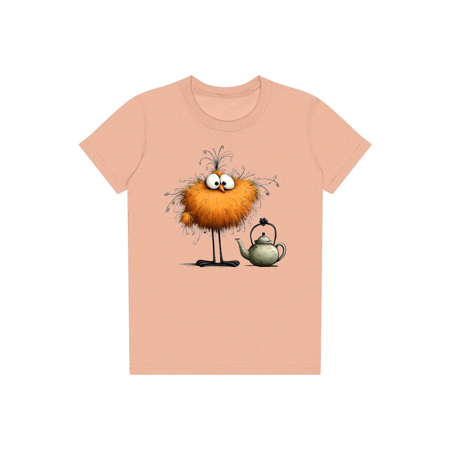 T-shirt Quirky Bird graphic 0018 - Peach