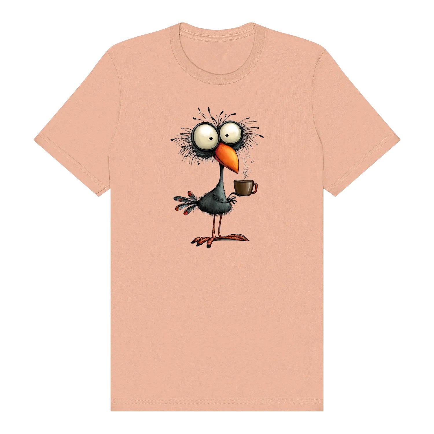 T-shirt Quirky Bird graphic 0019 - Peach