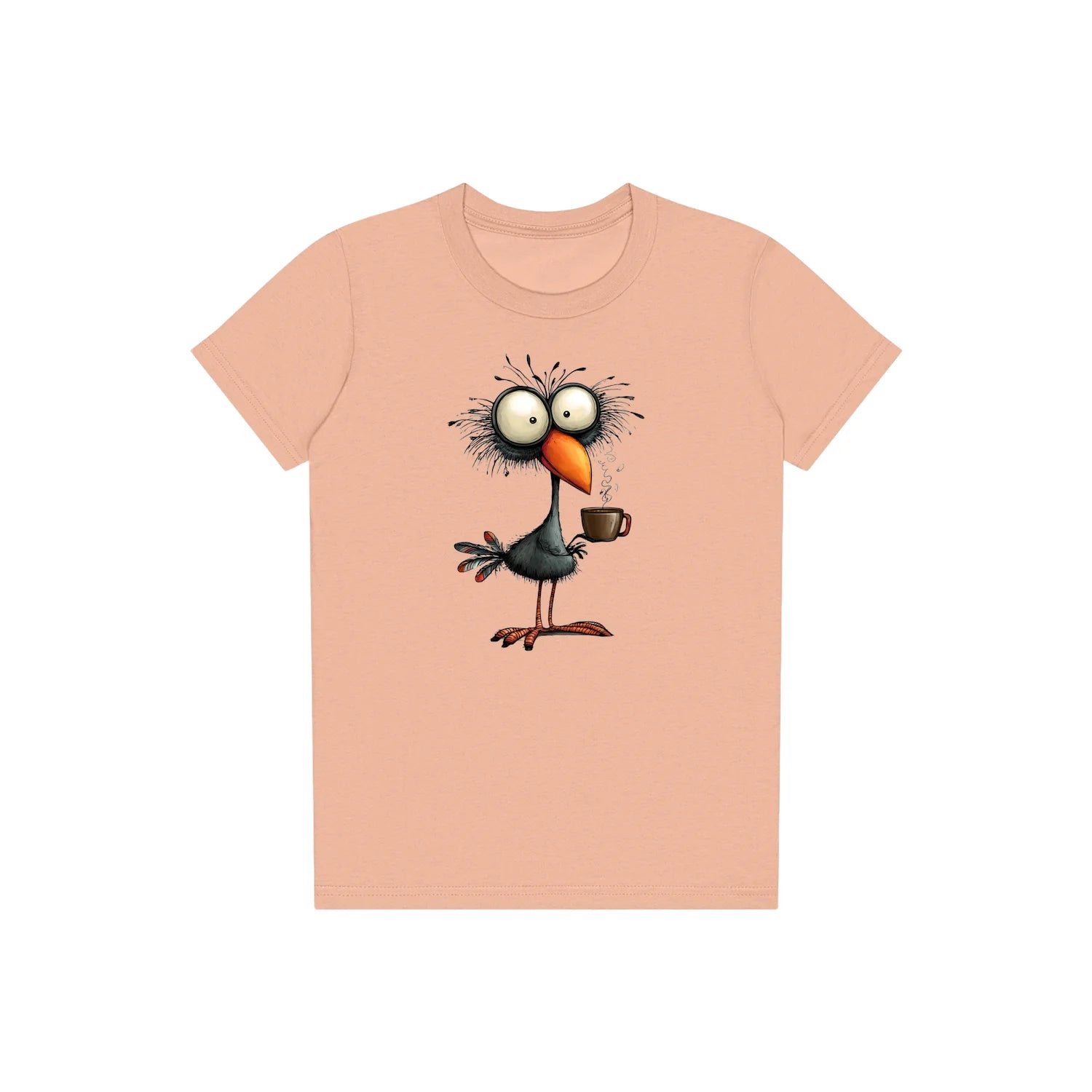 T-shirt Quirky Bird graphic 0019 - Peach