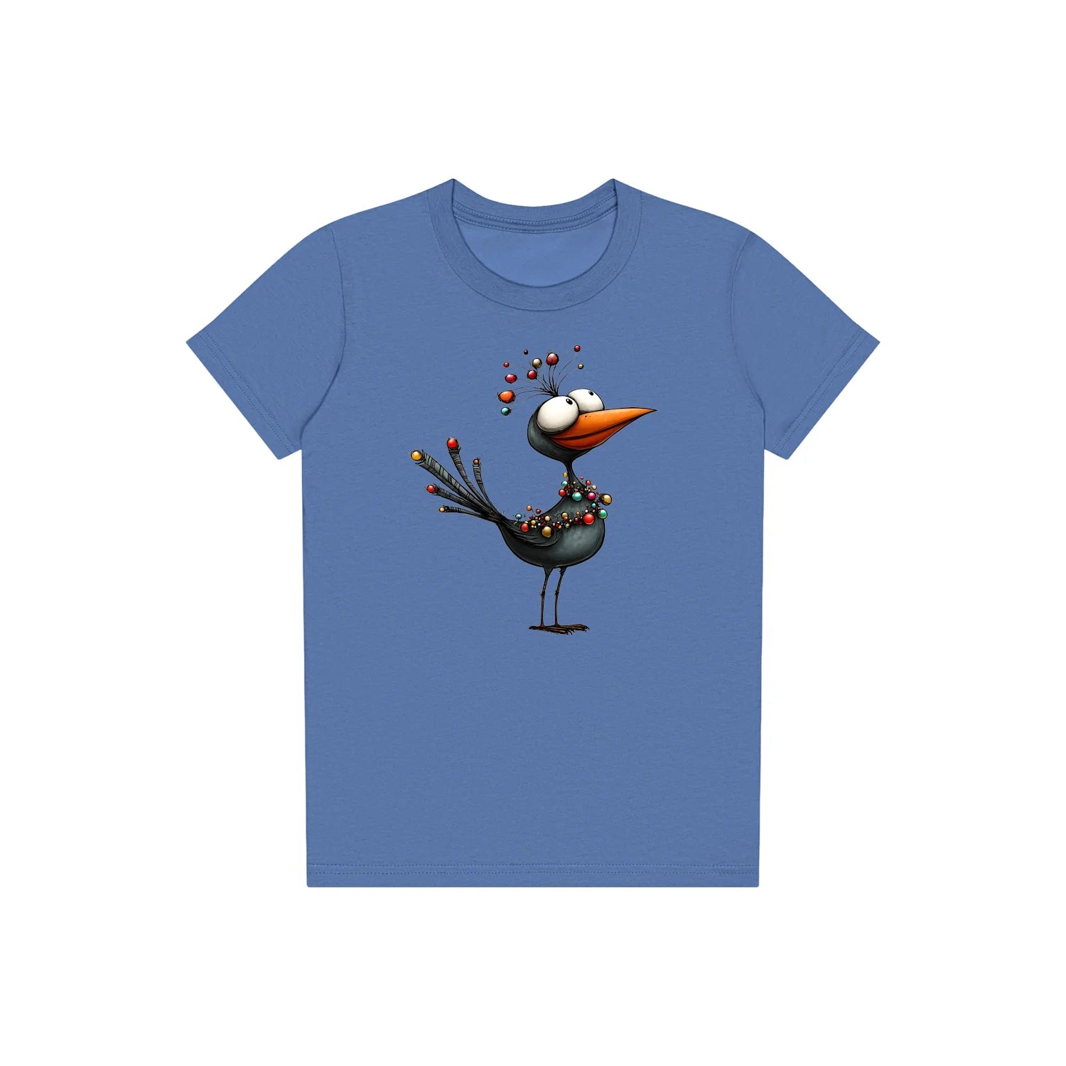 T-shirt Quirky Bird graphic 0020 - Columbia Blue