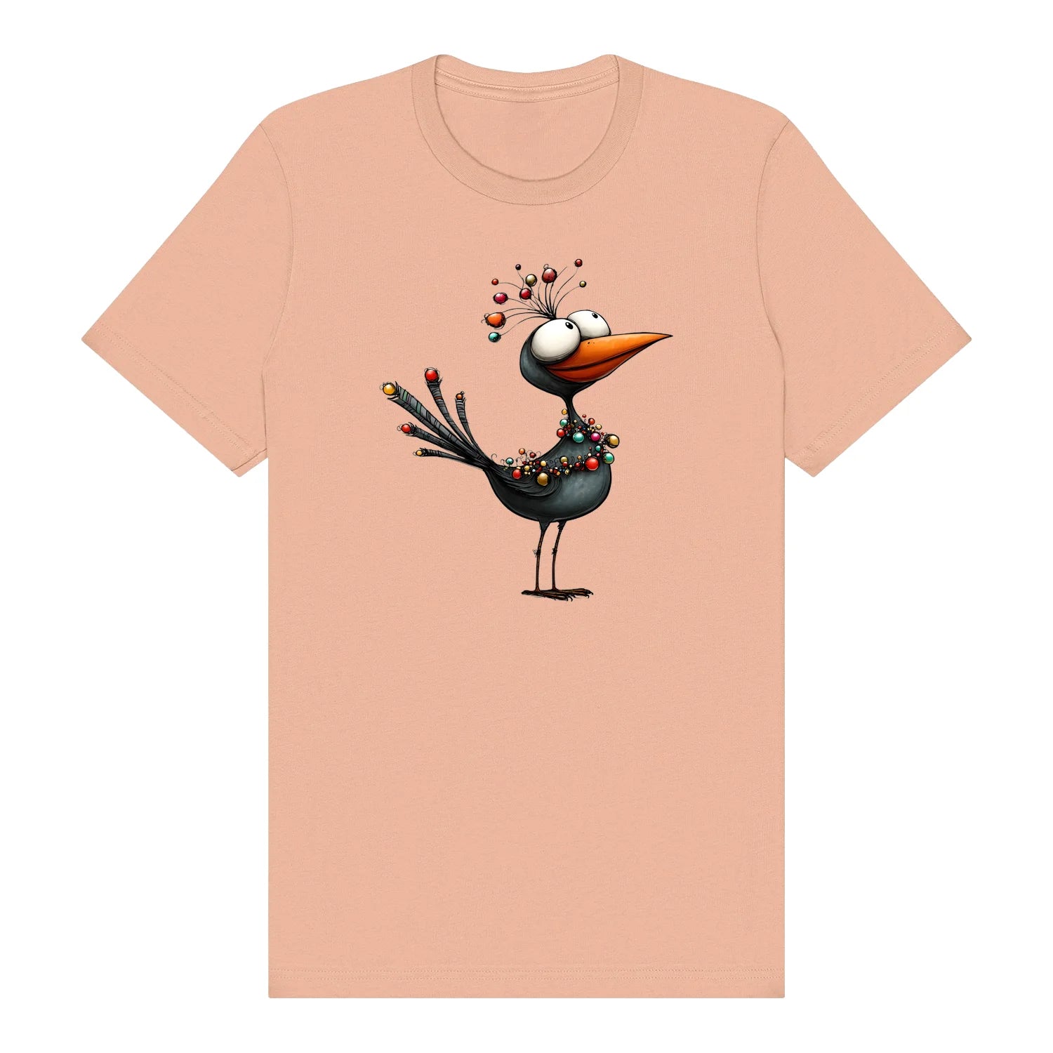 T-shirt Quirky Bird graphic 0020 - Peach