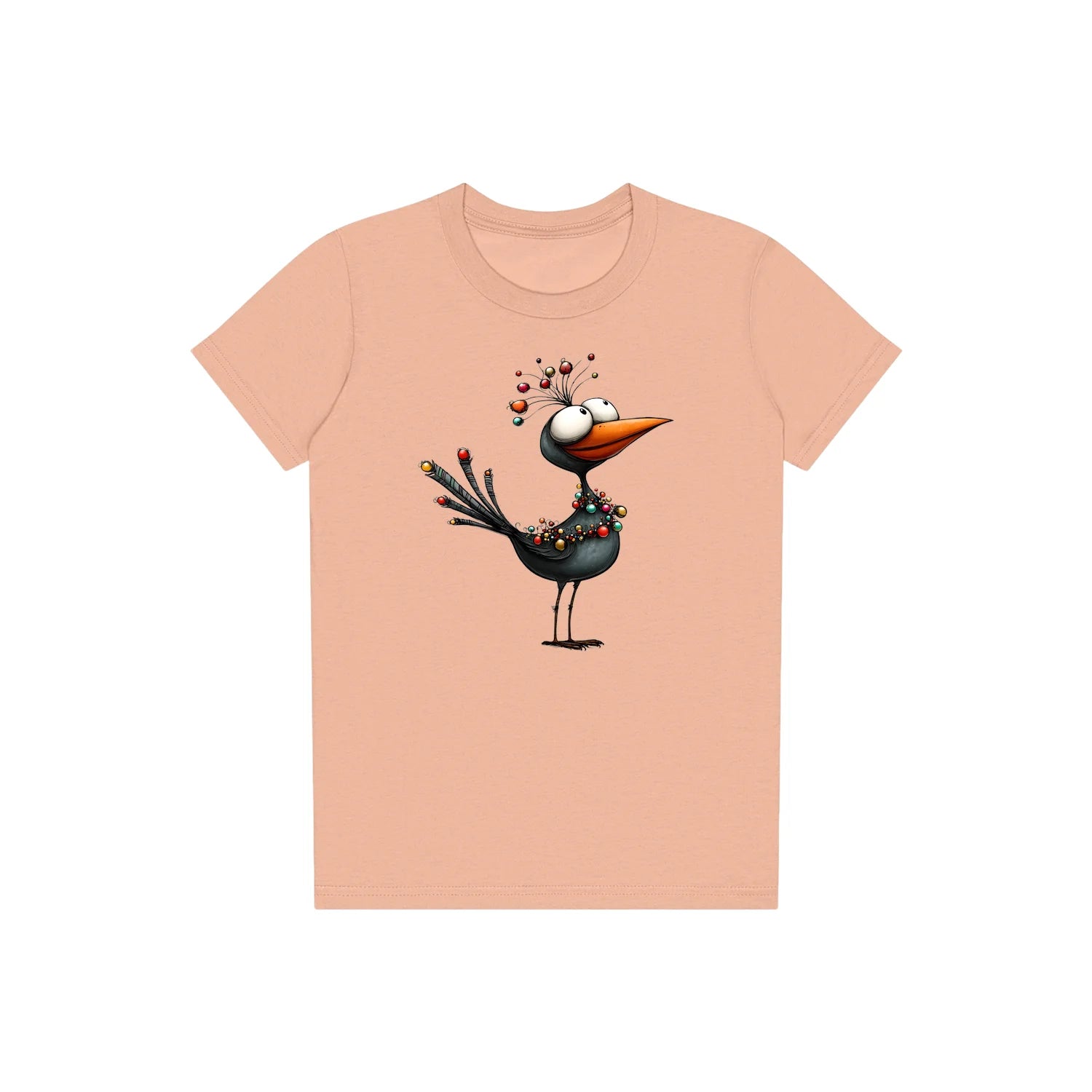 T-shirt Quirky Bird graphic 0020 - Peach