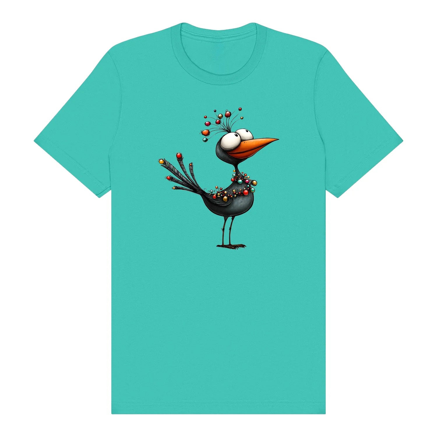 T-shirt Quirky Bird graphic 0020 - Teal