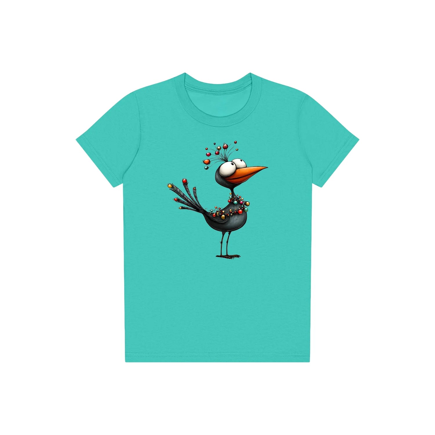 T-shirt Quirky Bird graphic 0020 - Teal