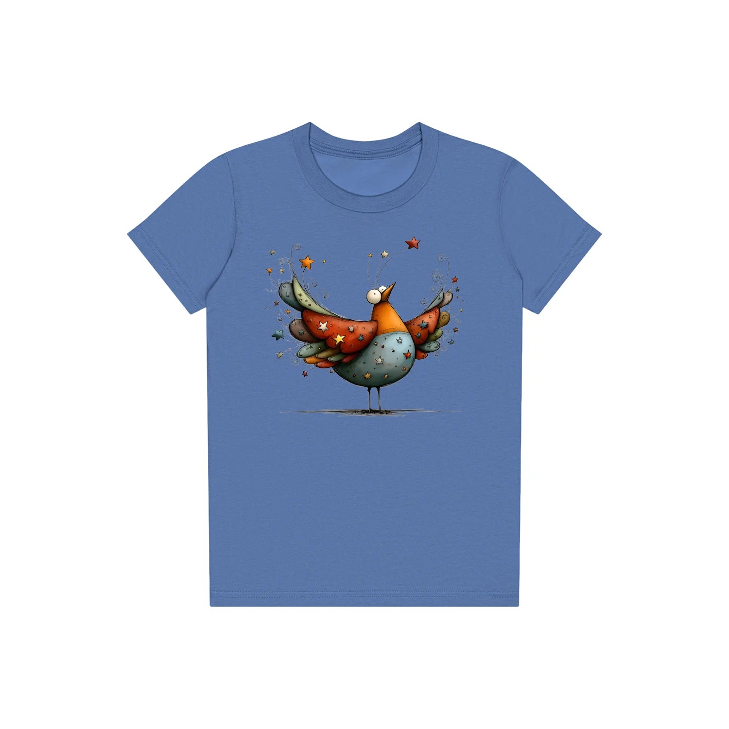T-shirt Quirky Bird graphic 0023 - Columbia Blue