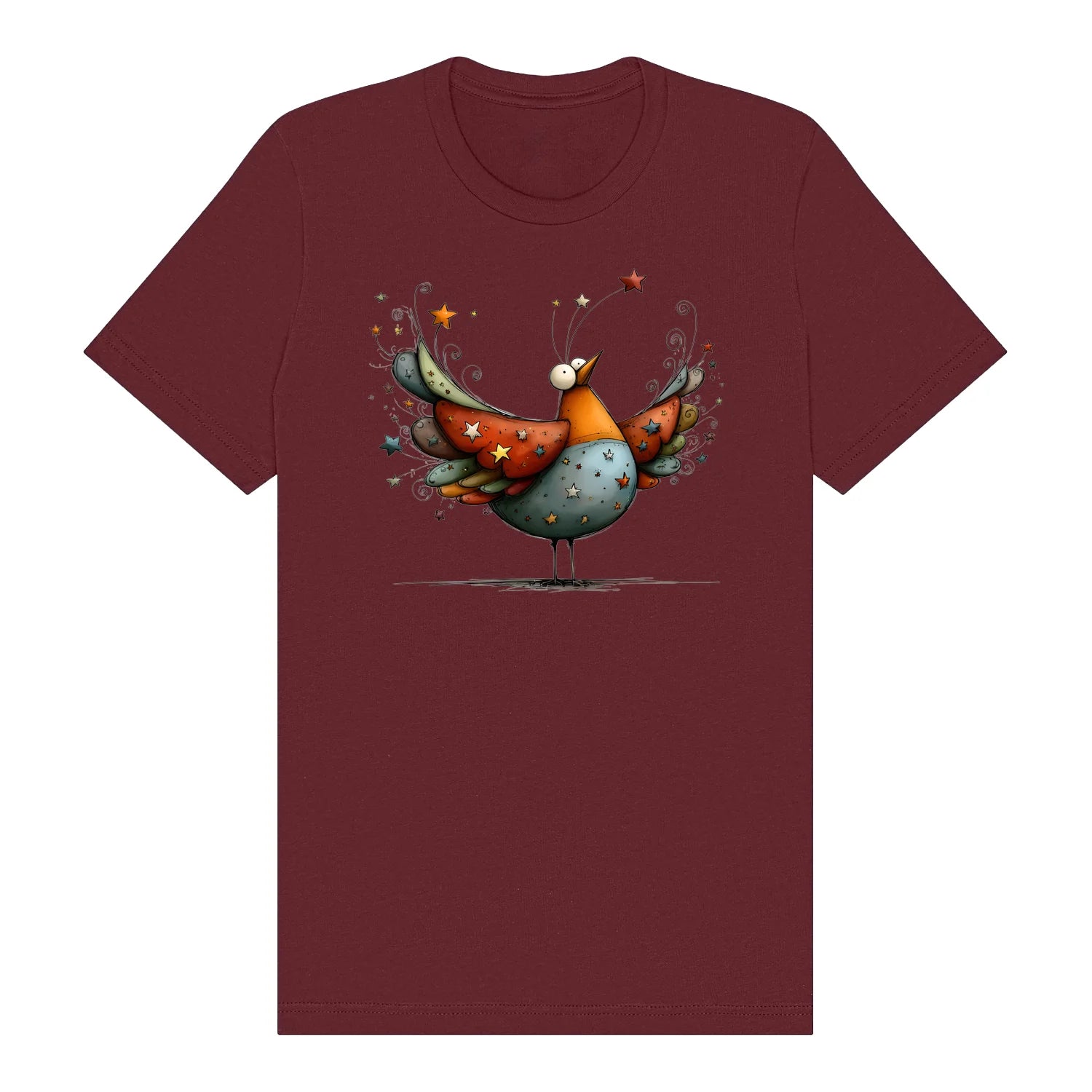 T-shirt Quirky Bird graphic 0023 - Maroon
