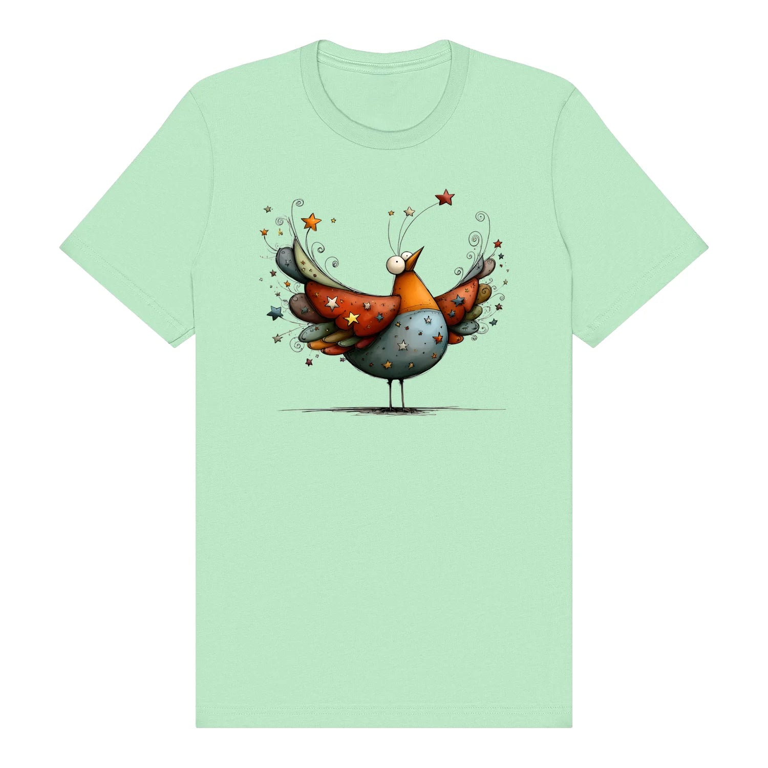 T-shirt Quirky Bird graphic 0023 - Mint