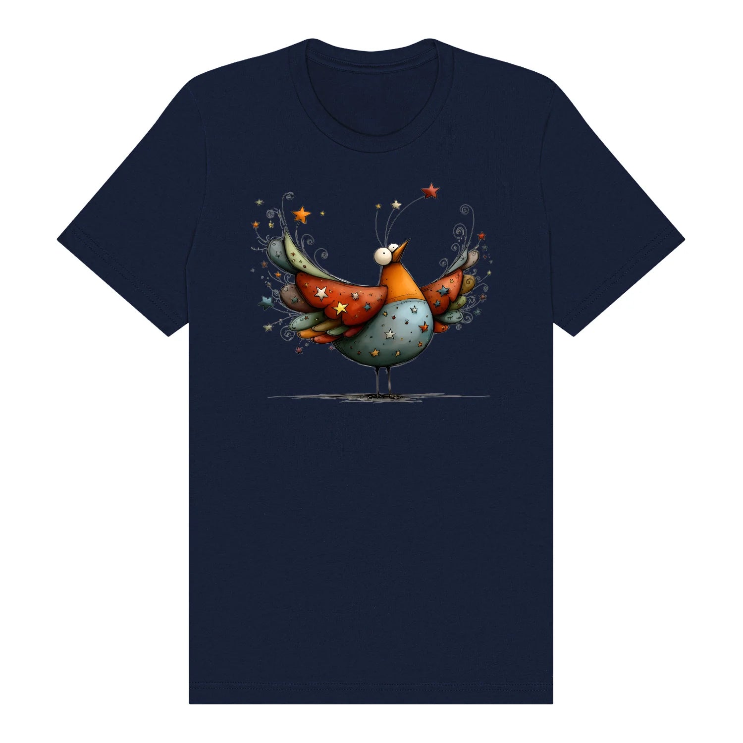 T-shirt Quirky Bird graphic 0023 - Navy