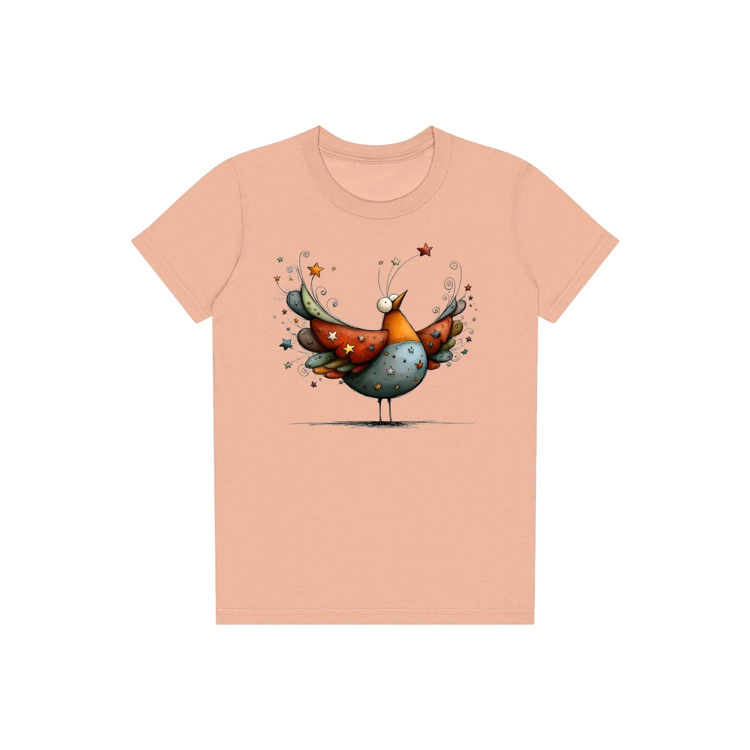 T-shirt Quirky Bird graphic 0023 - Peach