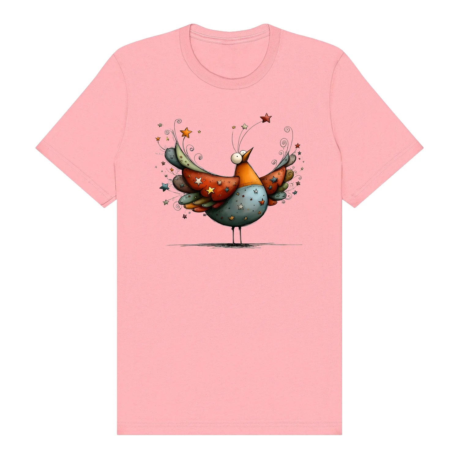 T-shirt Quirky Bird graphic 0023 - Pink
