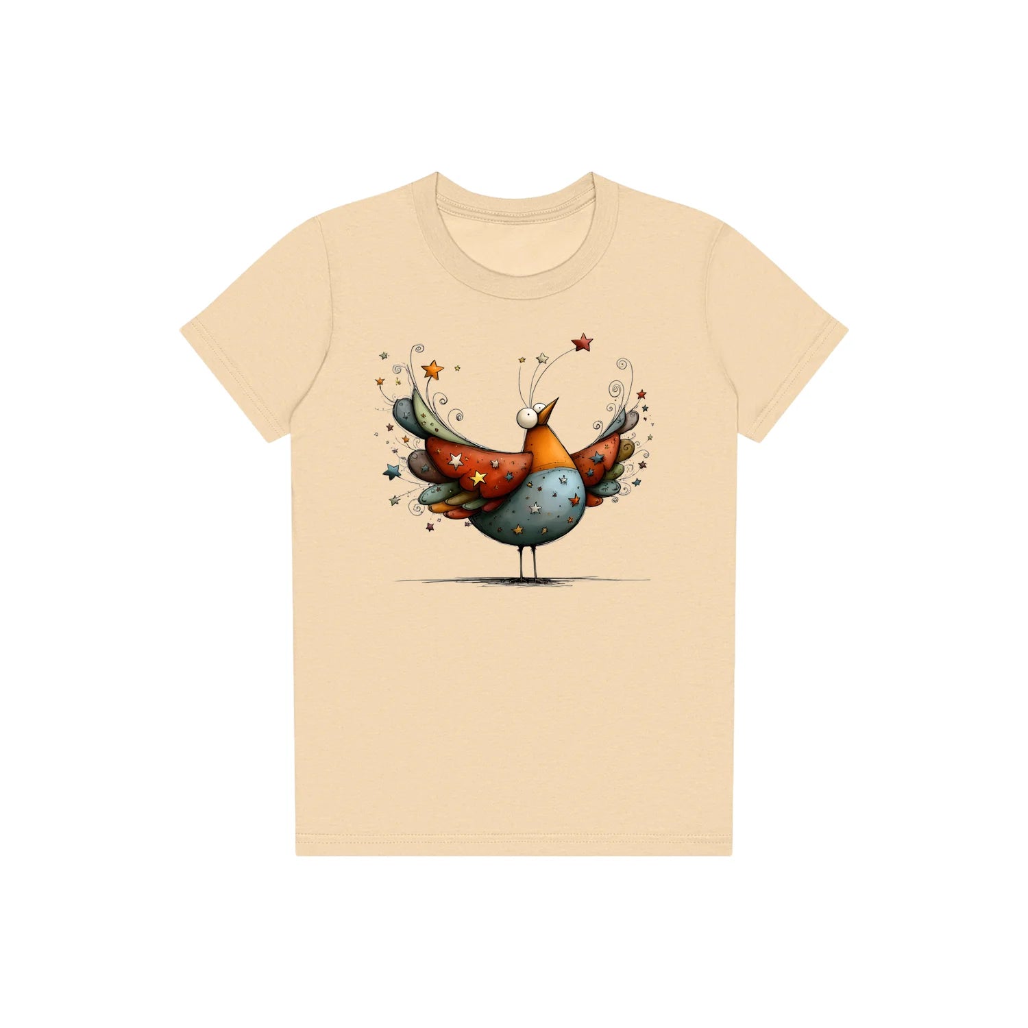 T-shirt Quirky Bird graphic 0023 - Soft Cream