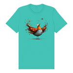 T-shirt Quirky Bird graphic 0023 - Teal