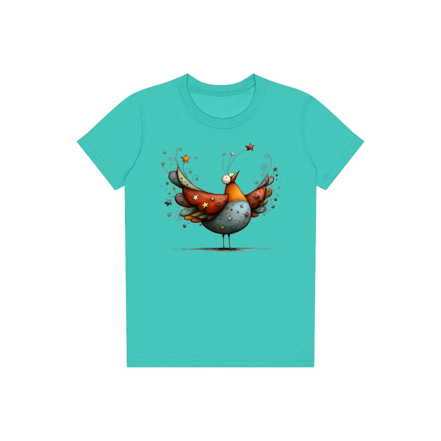 T-shirt Quirky Bird graphic 0023 - Teal
