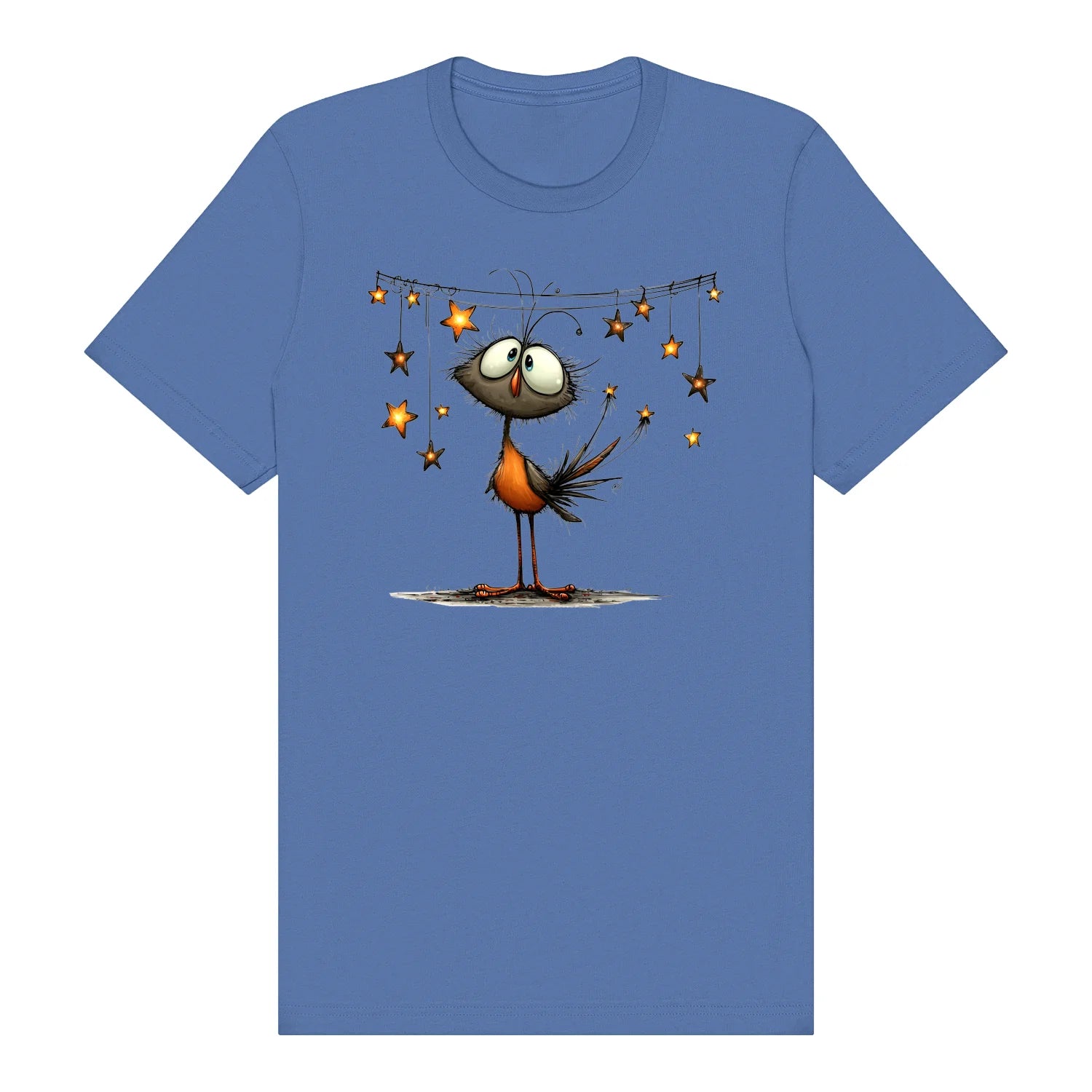 T-shirt Quirky Bird graphic 0024 - Columbia Blue