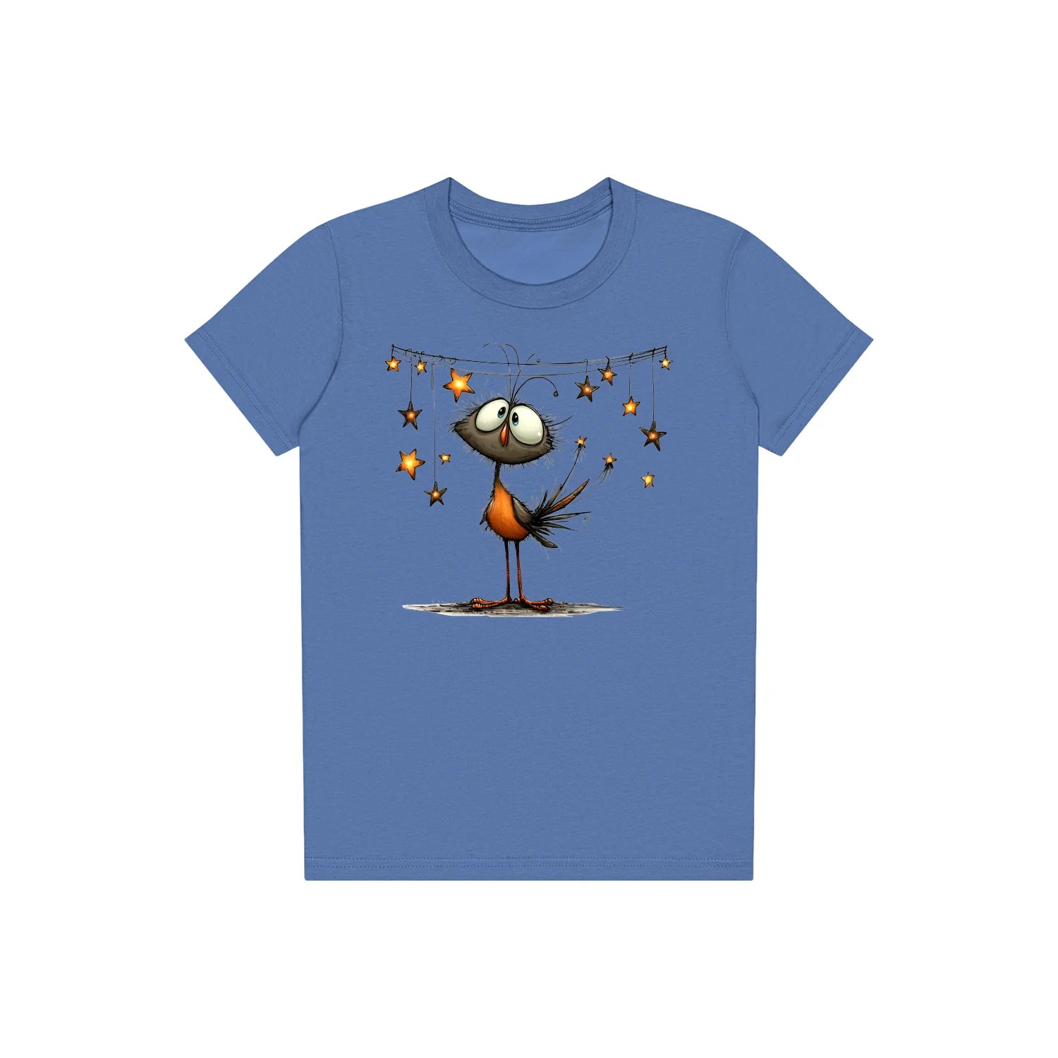 T-shirt Quirky Bird graphic 0024 - Columbia Blue