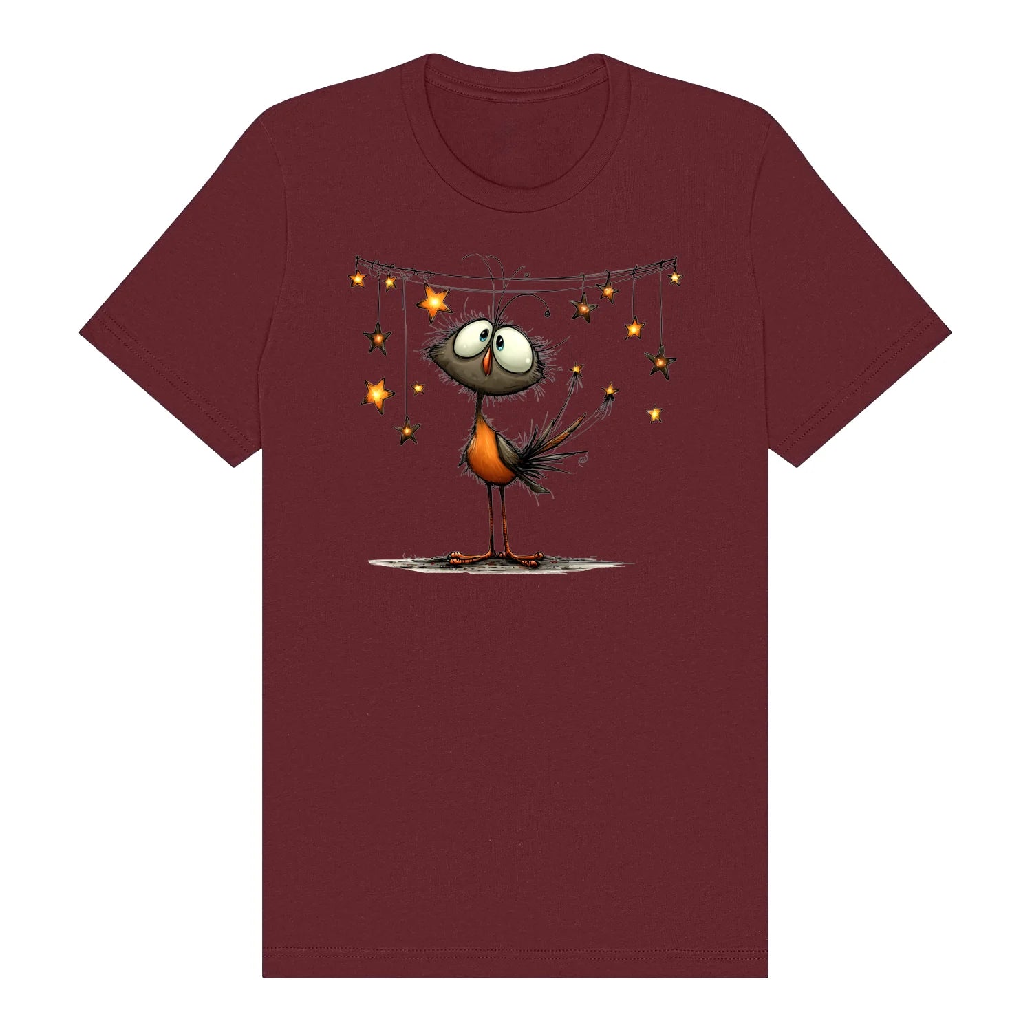 T-shirt Quirky Bird graphic 0024 - Maroon