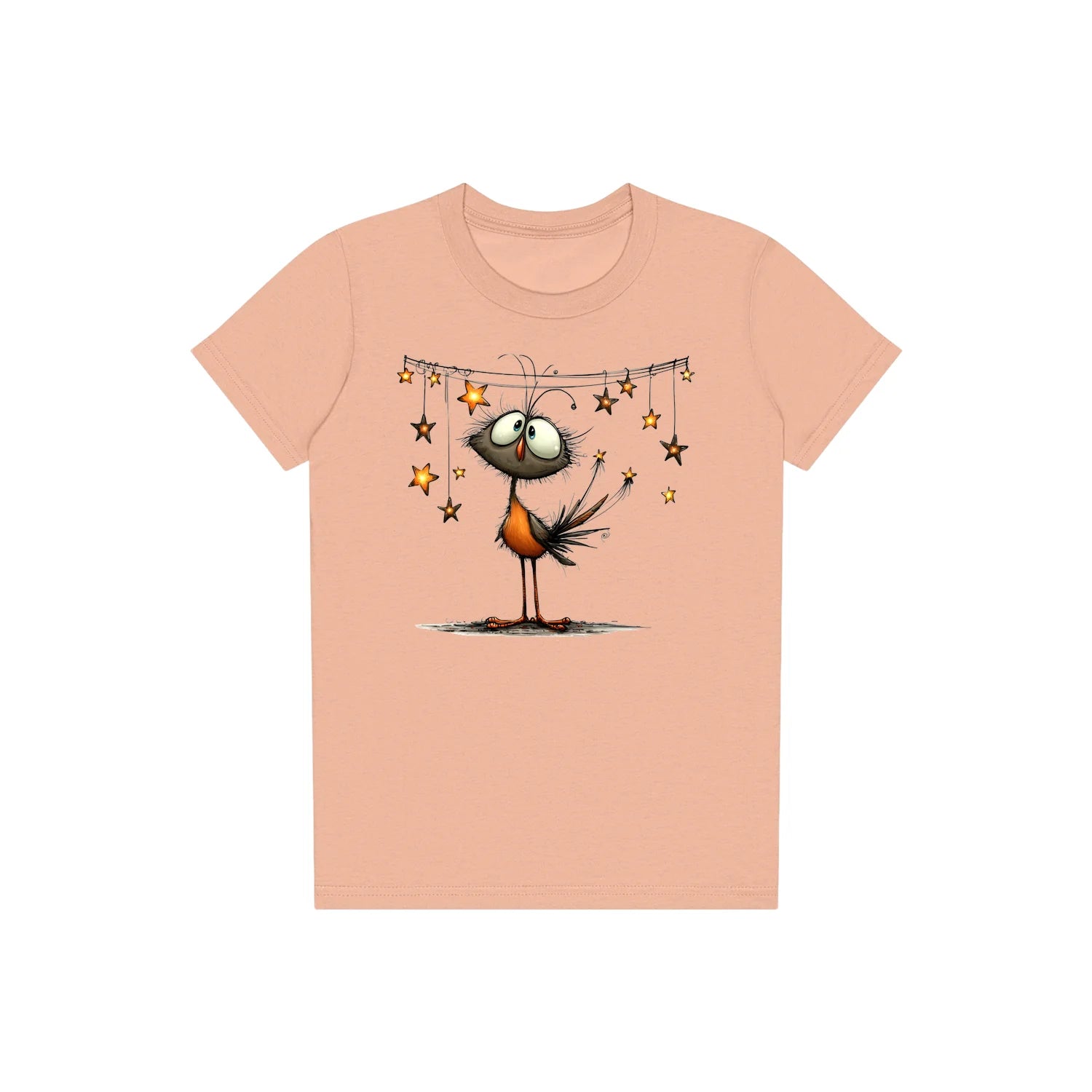 T-shirt Quirky Bird graphic 0024 - Peach