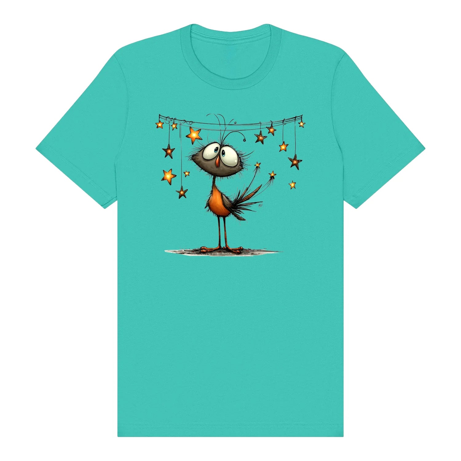 T-shirt Quirky Bird graphic 0024 - Teal