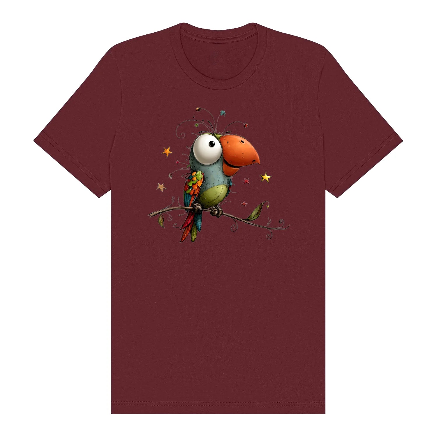 T-shirt Quirky Bird graphic 0025 - Maroon