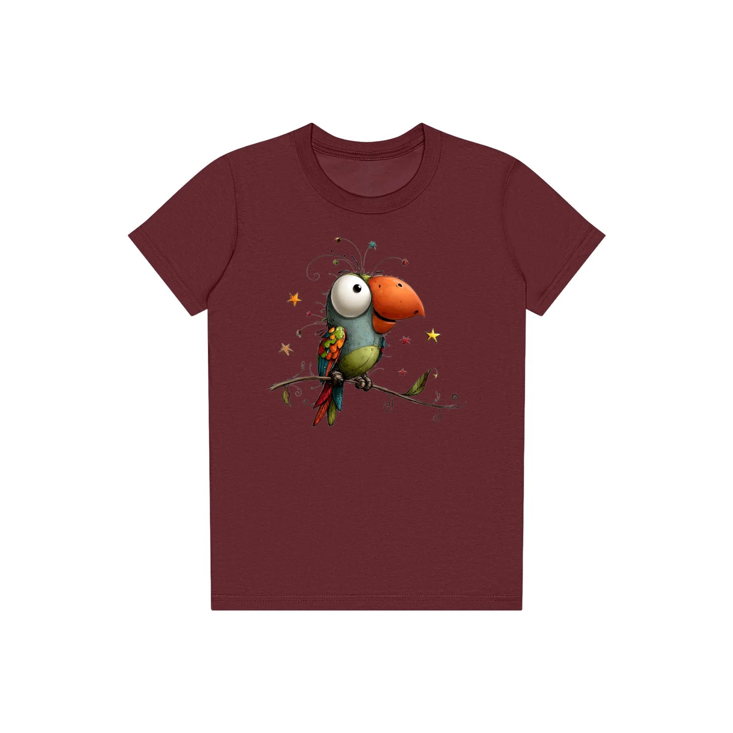 T-shirt Quirky Bird graphic 0025 - Maroon