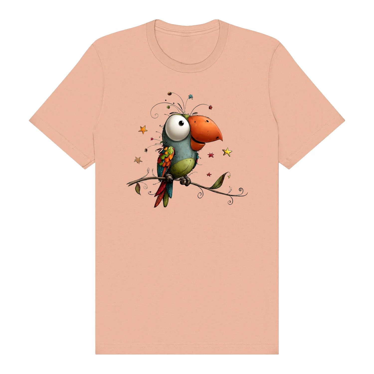 T-shirt Quirky Bird graphic 0025 - Peach